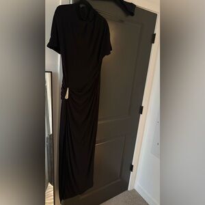 Club L London Black Maxi Dress with Gold Accent